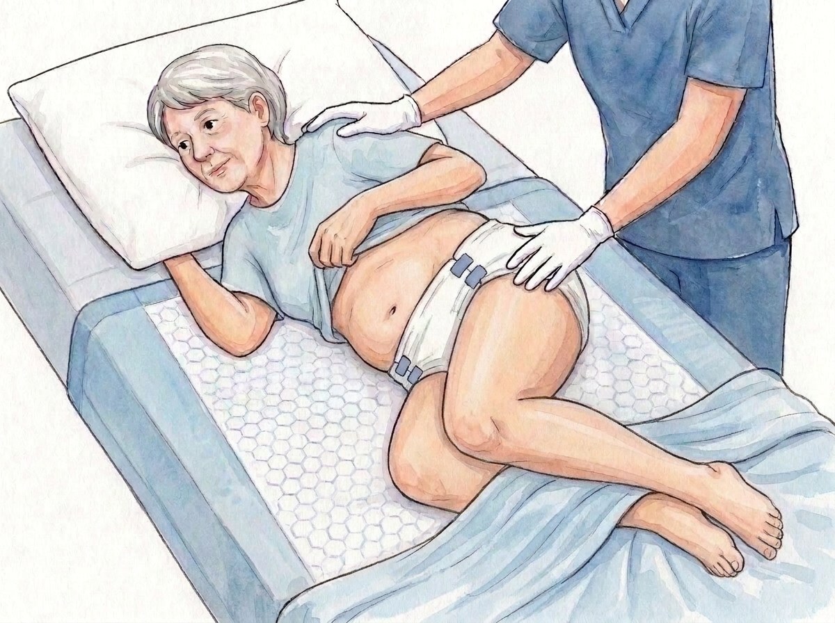 2. Girare sul fianco, verso di voi: una mano sulla spalla, una sul fianco