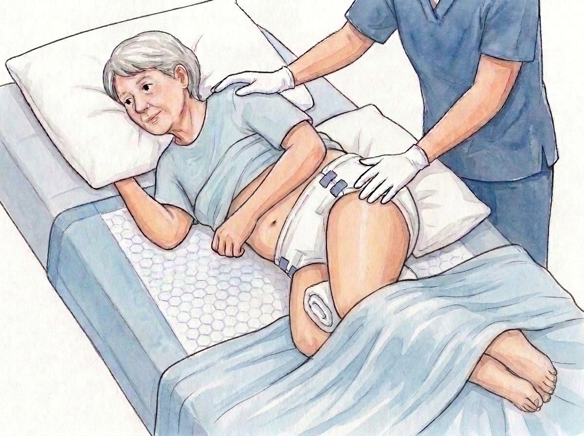 3. Asciugamano arrotolato tra le ginocchia, cuscino dietro la schiena