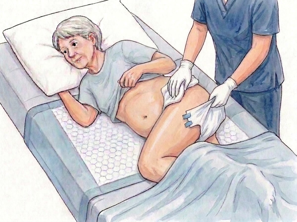 4. Rimuovere il pannolone usato piegato, pulire da davanti a dietro