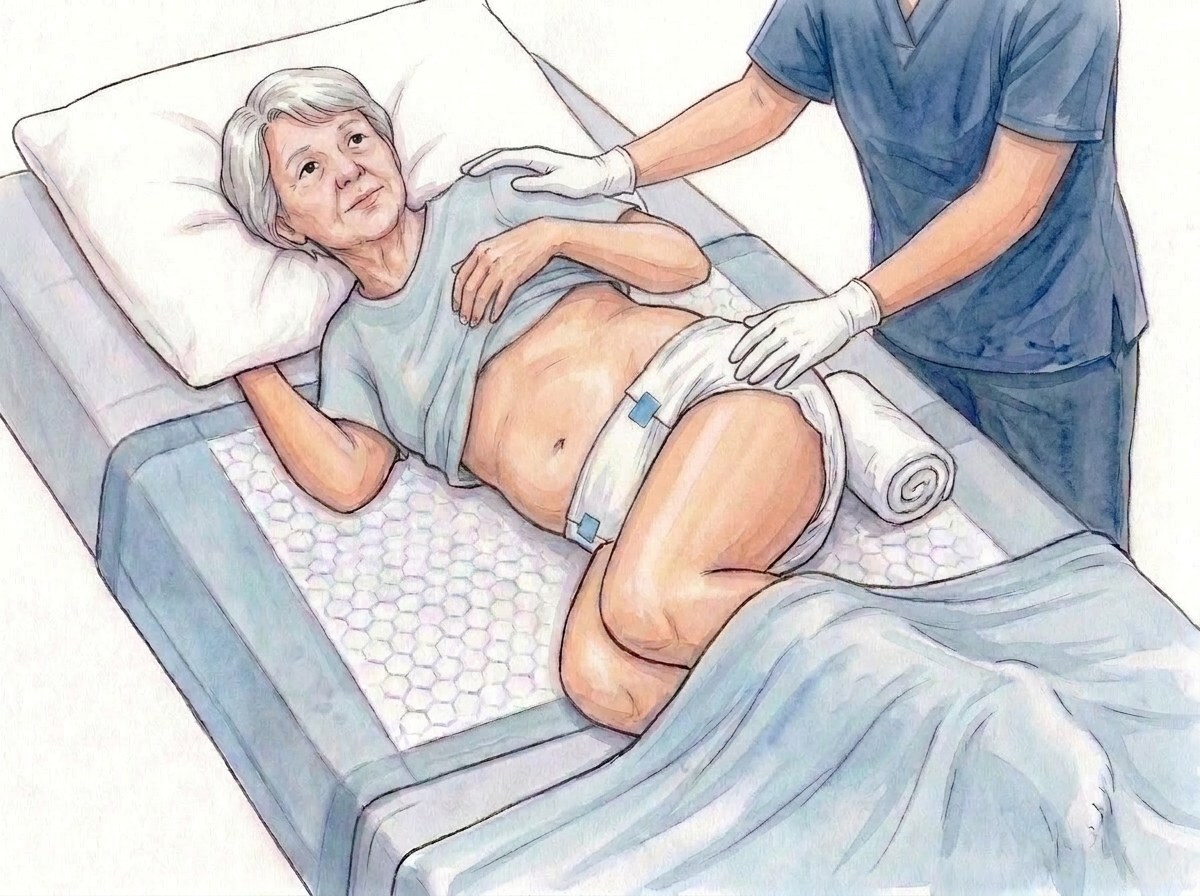 7. Ruotare delicatamente sulla schiena, sopra la metà arrotolata